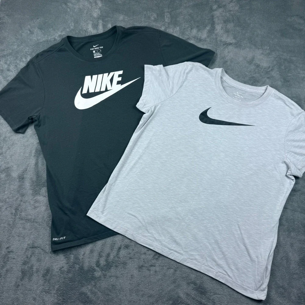 Womens Nike Dri-FIT T-Shirt Bundle 2pk XL Charcoal Light Grey Athletic Swoosh